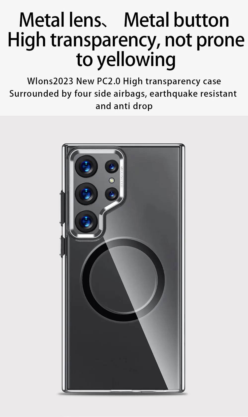 product clear case for samsung galaxy s24 plus ultra s24 camera protector magnetic ring phone transparent hard pc  wls83 wlons-2