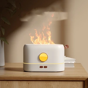 LEEYO 200ml Mini Portable USB Flame Aroma Diffuser Wood Material 5L Ultrasonic Aromatherapy Essential Oil Diffuser Machine