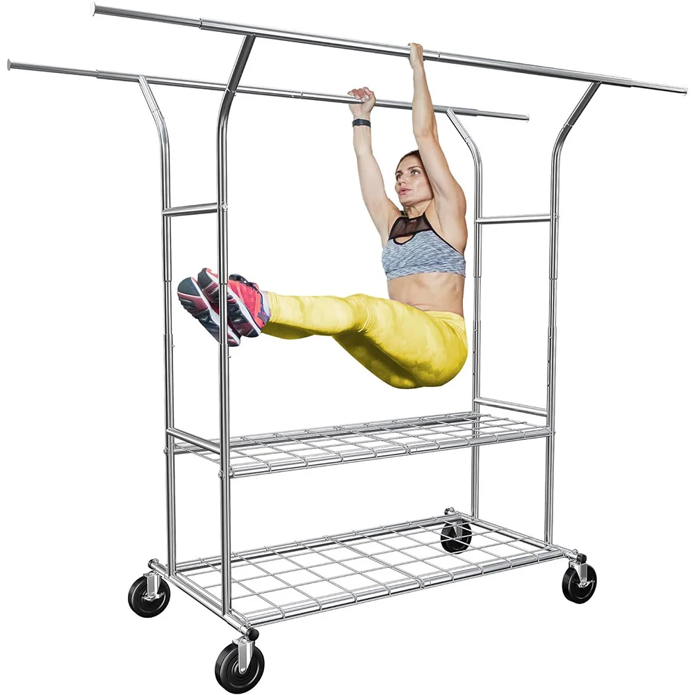 Heavy Duty Clothing Rack with Wheels Load 630lbs Clothing Racks for ...