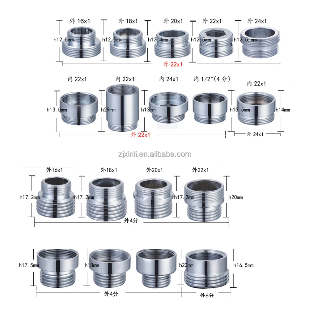 X22407 Brass Material Chrome Color Various Size With 22mm Male Thread