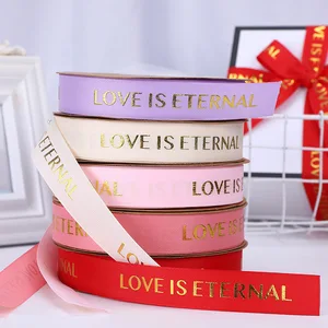 Explosive Models Gift Bow Bronzing Ribbon English Printing Horizontal Ribbon Diy Bow Ribbons