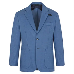 High Quality Factory Customized Suit for Men Sky Blue Silk and Cotton Jersey blazer for Men Wear Business Men's Jacket Suits