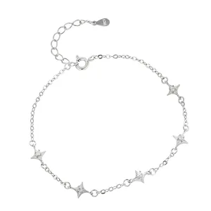 S925 Sterling Silver Simple and Versatile Star Bracelet Niche Temperament Jewelry Personality Star-shaped Hand Jewelry for Women