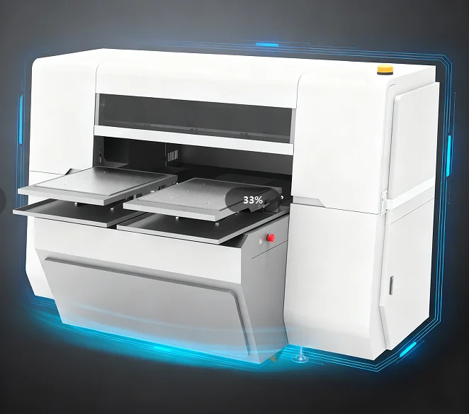 Double Station Four I3200 Printhead Automatic 3d Tshirt Printing Machine Dtg Printer for Garments, clothes, hoodies