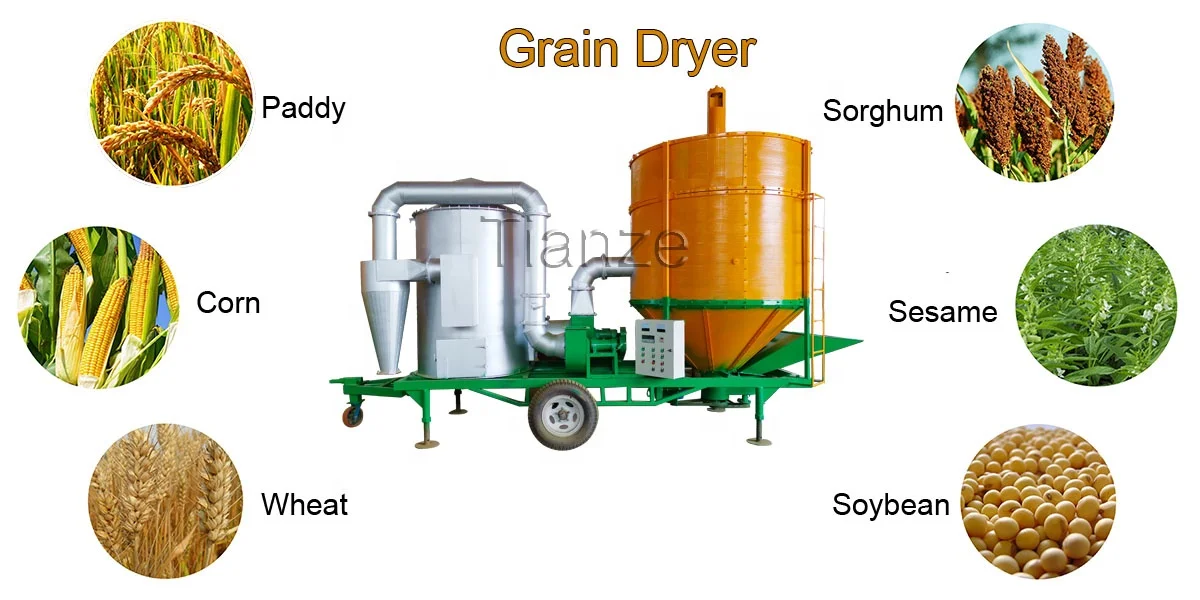 15t Capacity Rice Maize Dryer Mobile Small Corn Grain Dryer with Steel Motor/Engine for Farms and Manufacturing Plants