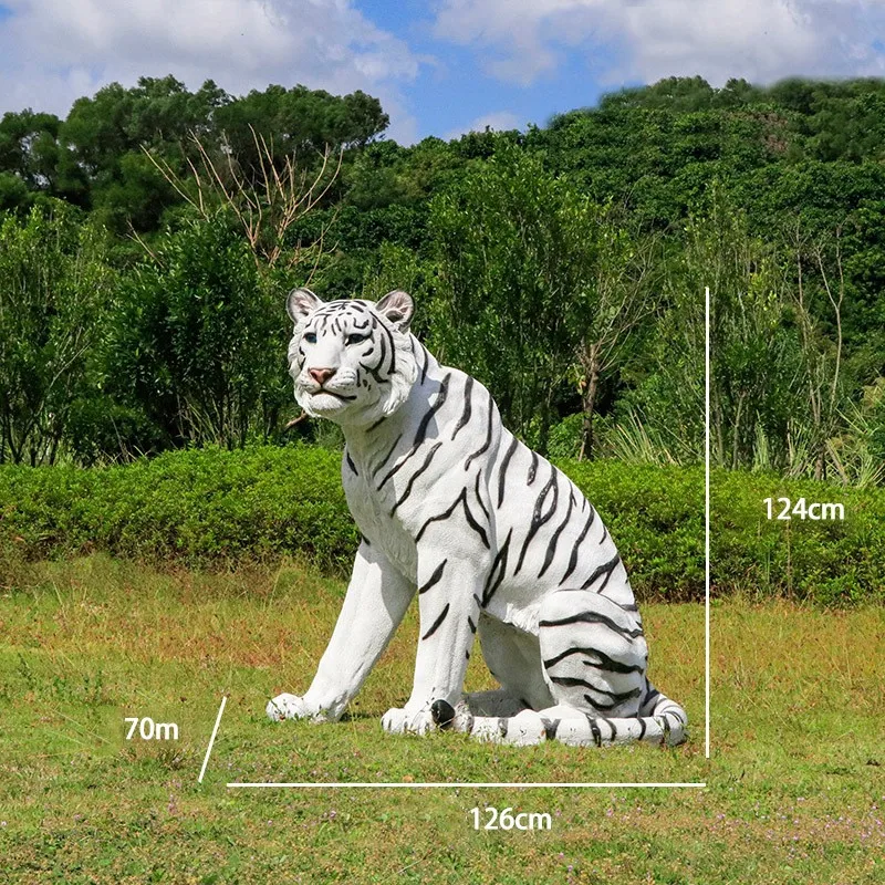 Custom Life Size Bengal White Tlger Statue Outdoor Park Zoo Landscape