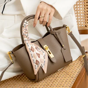 A-148 Women's Genuine Leather Crossbody Handbag Luxury Niche Design Pastoral Style Zipper Closure Genuine Leather Woman Bag