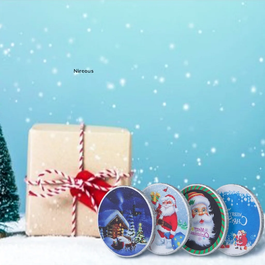 Горячая Распродажа я встретил из золотистого металла с покрытием из цветной блестязий, печатные доброте желая Счастливого Рождества Санта-Клаус памятные монеты для детей