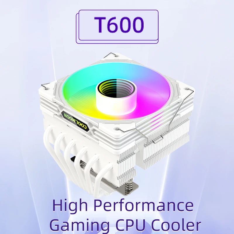 COOLMOON High Performance CPU Cooling T600 ARGB LED PWM 4PIN CPU Radiator LGA 1700 2011 AM4 AM5 Computer CPU Fan Cooler