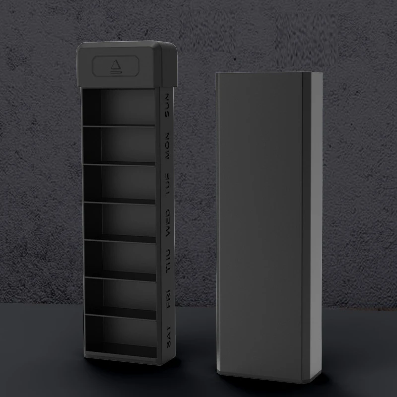 Портативный умный алюминиевый контейнер для таблеток, пищевой материал, 7-дневная коробка для таблеток, еженедельный органайзер для таблеток, дорожный