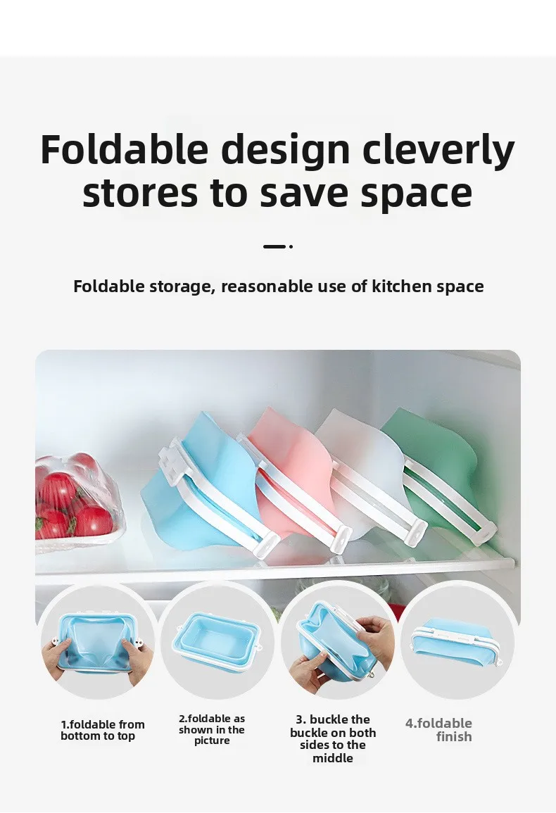 Silicone Fresh-Keeper Storage Box Microwave Heatable & Refrigerator Friendly Anti-Odor Kitchen Food Preservation Container factory