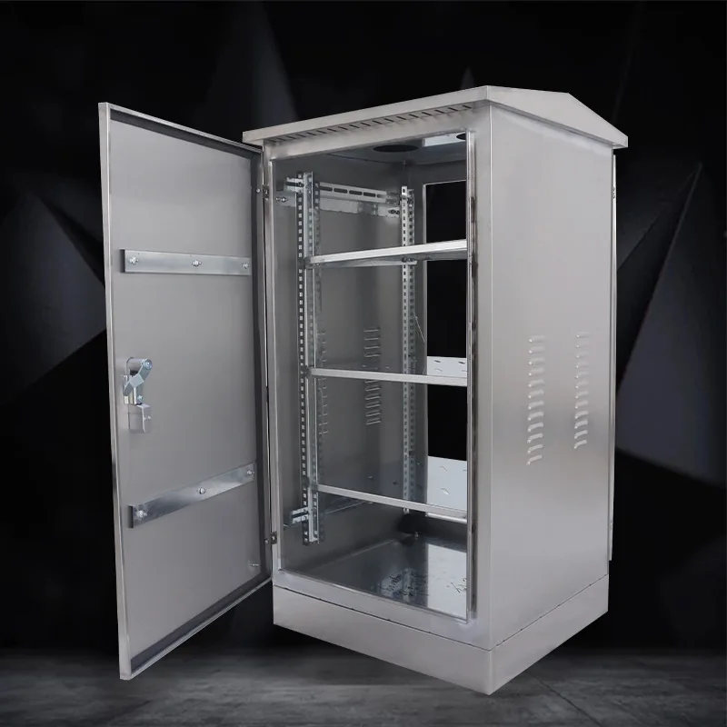 450*600*800mm 15U Outdoor Network Cabinet Stainless Steel Rack Floor Waterproof Rain Proof Monitor P(图3)