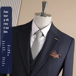 High-End Single Breasted Slim Fit Suit Men Wedding Groom Formal Business Worsted Fabric Anti-Shrink Anti-Wrinkle Work Interview