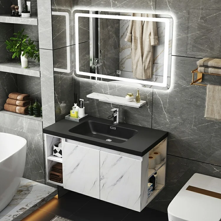 Simple Black Modular Modern Natural Wood Powder Room Style Selections Bathroom  Vanity With Single Marble Sink And Drawers - Buy Bathroom Vanity,Bath Vanity  With Sink,Marble Sink Vanity Product on Alibaba.com