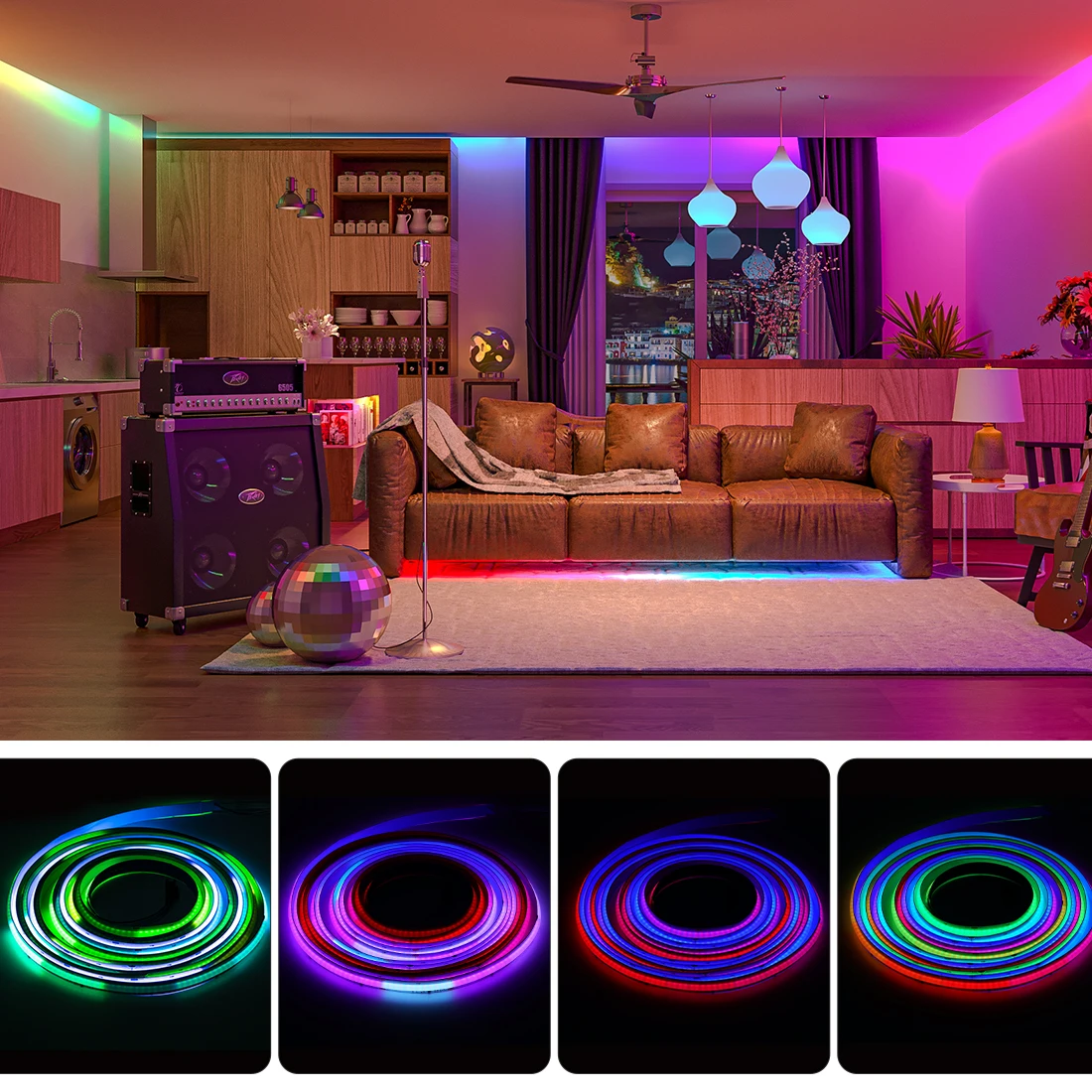 BTF-Lighting FCOB SPI RGB IC LED Light WS2811 Addressable 720 LEDs Black PCB Dream Color Flexible COB Digital Led Pixel Strip