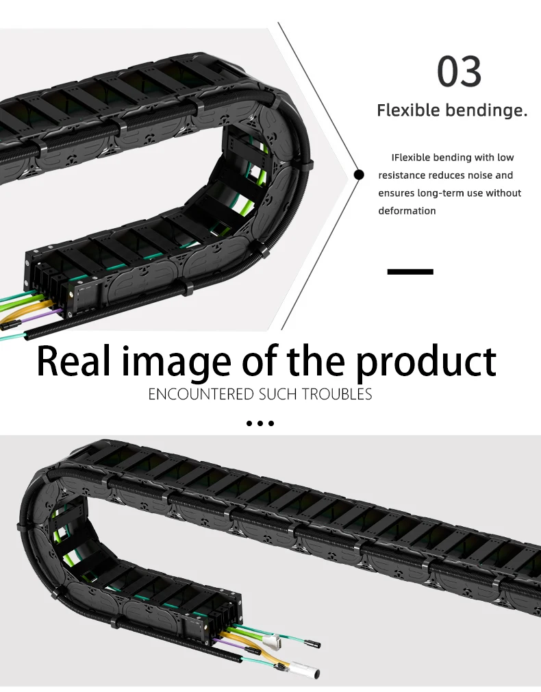 重荷重長距離ケーブル牽引チェーンナイロン樹脂製ドラッグチェーンワイヤープロテクター(機械スタッカー用)