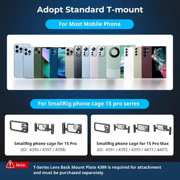 SmallRig 1.33X Anamorphic Lens for Mobile Phone 2.4:1 Wide Screen Deformation Filmmaking Lens with T-Mount, Phone Cinematic detail image