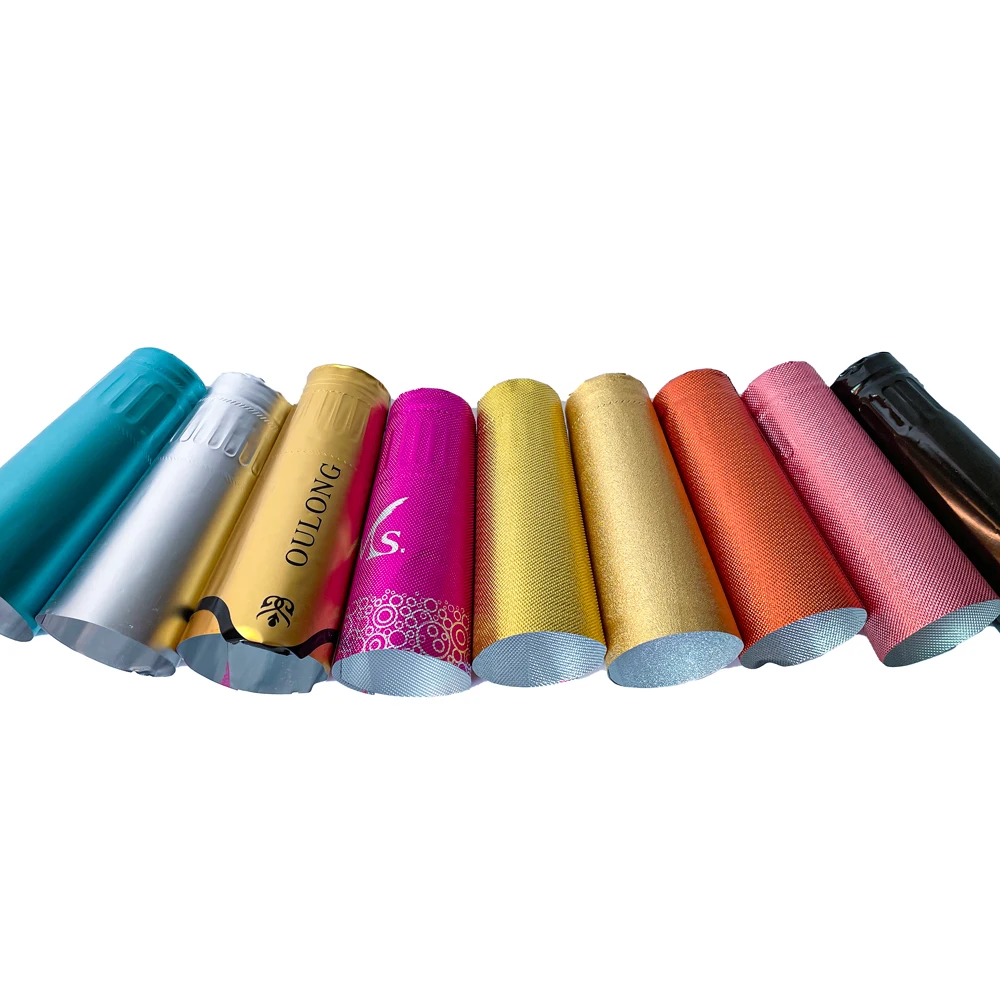 34*120mm Champagne Aluminium Foil Capsules For Sparkling Wine Bottle
