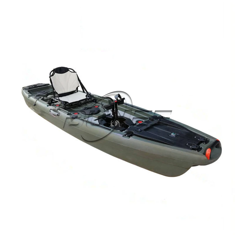 Профессиональный Педальный каяк с одним сиденьем педаль Каяка сидя сверху пластиковый рыболовный