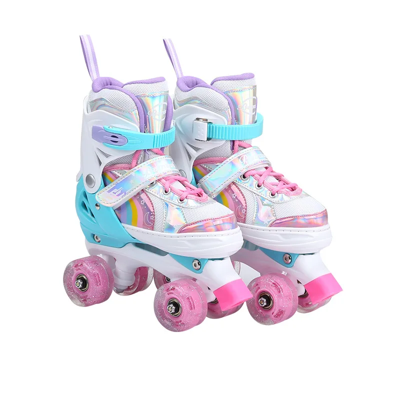 Factory Adjustable 2-5-8-10 Years Old Scholar Baby Four Flash Wheels Double Row Roller Skates