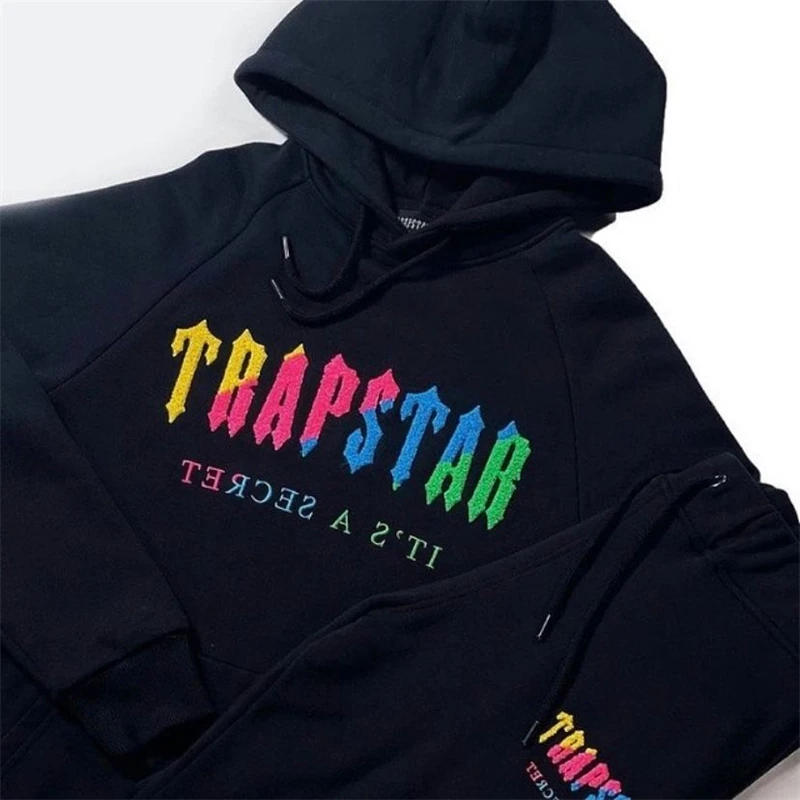 Trapstar Hoodie Rainbow Alphabet Casual Tracksuit Chenille Decoded High Quality Embroidered Top