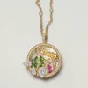 Collana con scatola rotonda in zircone bianco con goccia d'oro - Scatola vuota