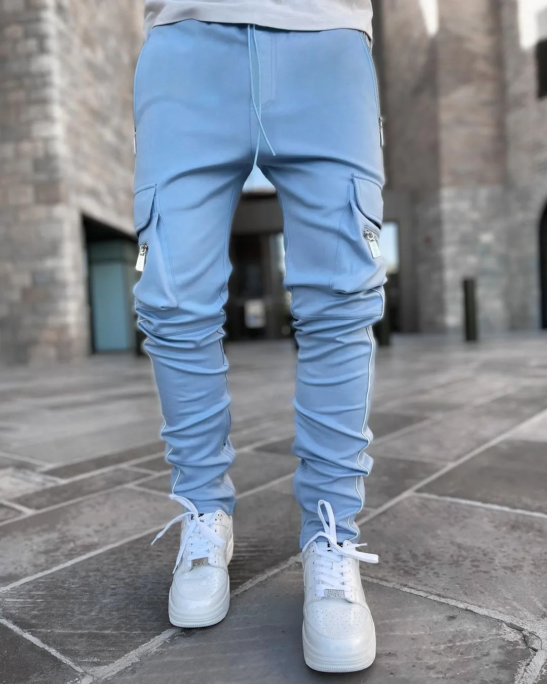 Wholesale New Trendy Rhinestone Men's Pants Sweatpants Solid Color