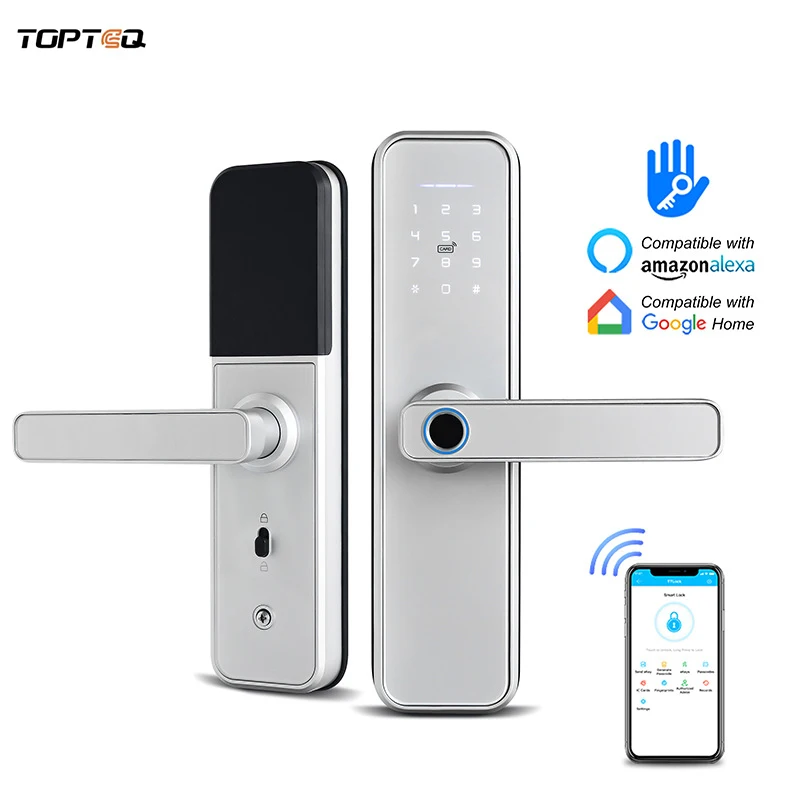TOPTEQ X5 Fingerprint BLE Smart Lock Keyless Password Cloud for Aluminum Steel Apartments Rooms Controlled Via Tuya APP