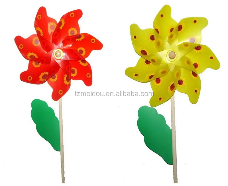 Высококачественная пластиковая Цветочная мельница, деревянная палочка, украшение для сада