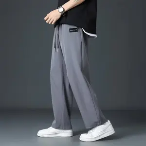 OEM & ODM Quick-Dry XL Men's Pants Trendy Summer Ice Silk Stylish Mid Waist Wide-Leg Casual Workwear Customizable