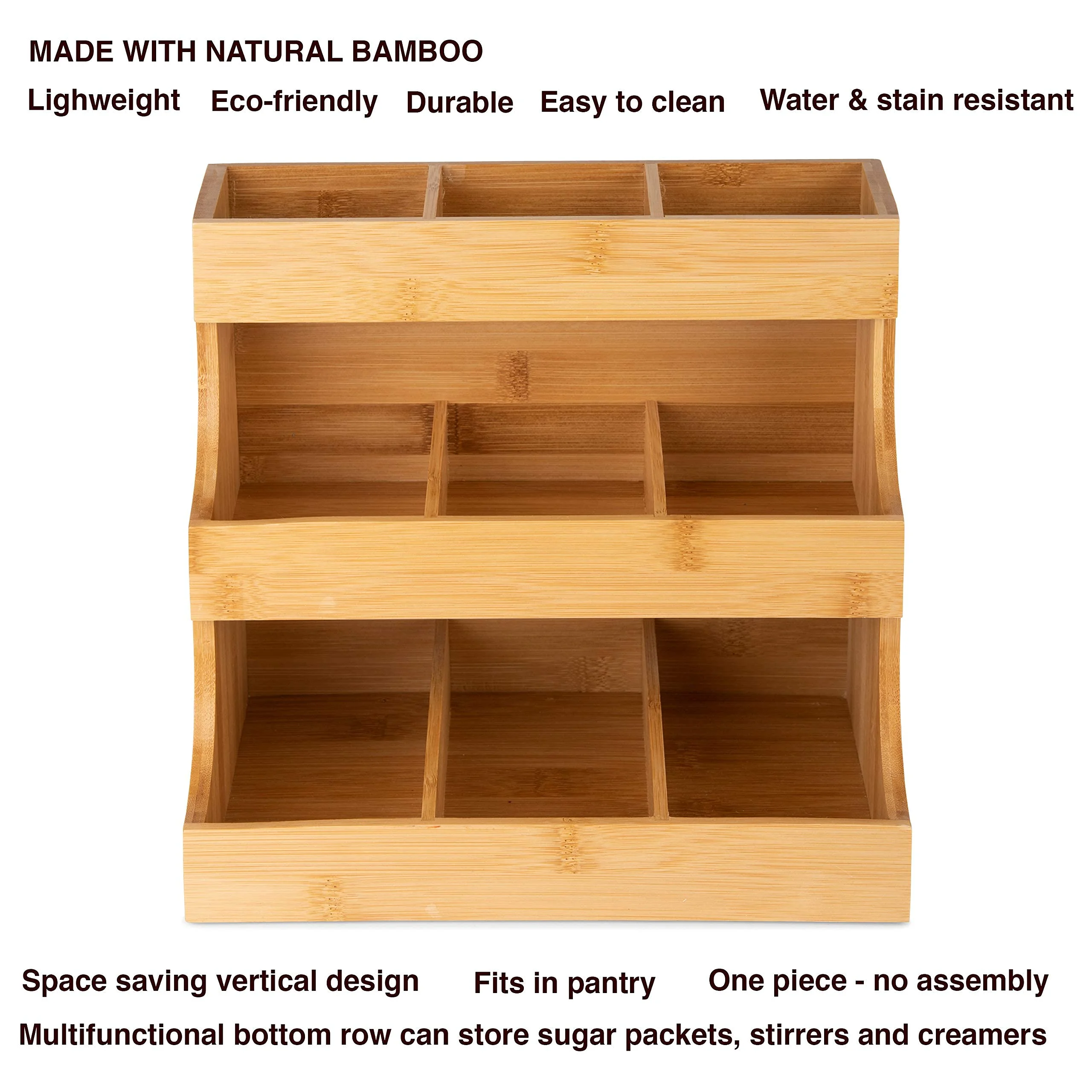 縦型ティーバッグオーガナイザー-竹製ティーバッグホルダーは180個の