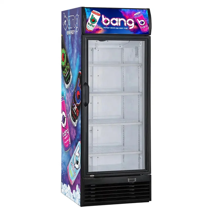 Single Glass Door Upright Energy Drink Refrigerator For Cold Drinks
