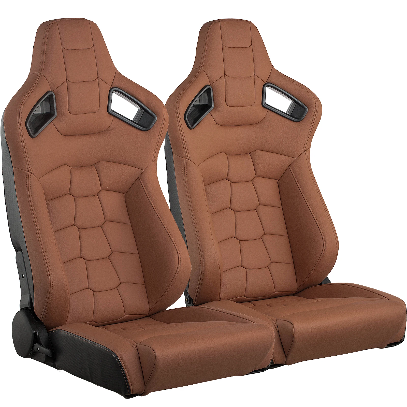 Jiabeir 1074 Series Racing Seats - Brown PVC Carbon Look