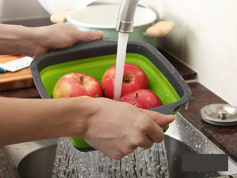 Силиконовая складная сливная корзина, складное сито для мытья фруктов и овощей, дуршлаг, складной сливной кухонный инструмент для хранения, wholes