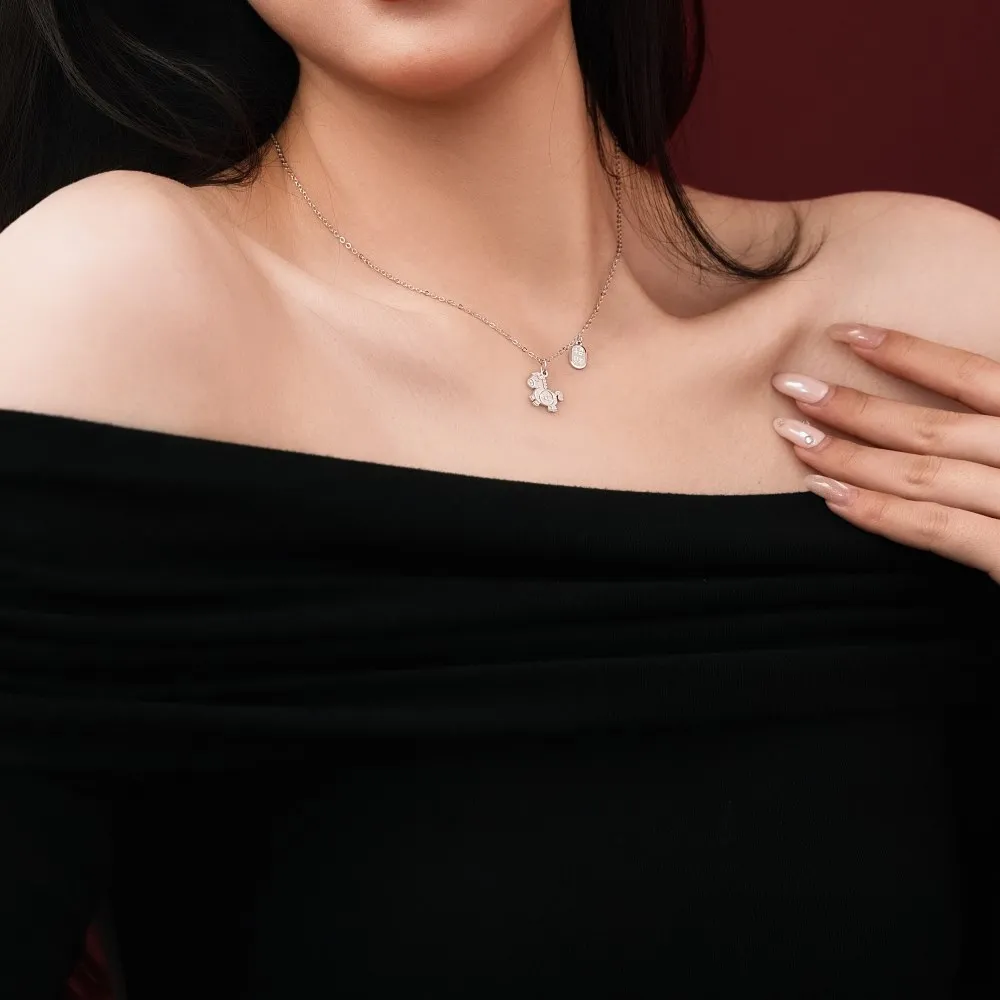 KAKODIY Cute Small Designer Fine Jewelry 925 Sterling Silver 5A Zirconia Chain Horse Zodiac Pendant Necklace (For Women) detail 2