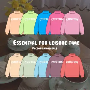 Factory Wholesale Custom Embroidered logo Mockneck Sweatshirt Women Daily Wear French Terry Cotton Oversized Pullover Sweatshirt