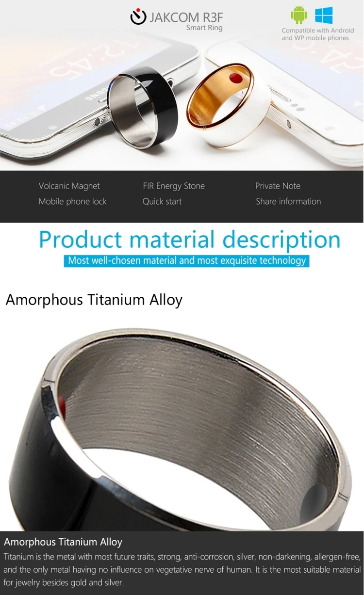 Dropshipping Jakcom R3F Smart Ring NFC Waterproof Dustproof Health Tracker Wireless Sharing Ring Smart Nfc Ring
