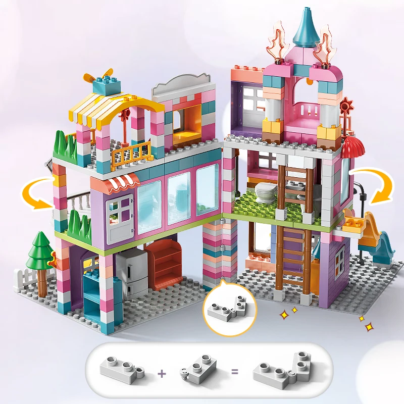 400pcs Modern DIY Building Block Sets Self-Assembled Toys for Kids Perfect Play House Blocks for Girls Villa Figures Box Packed