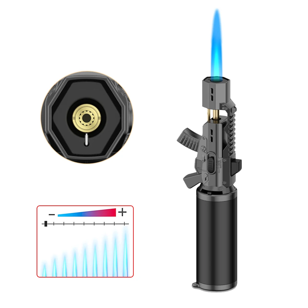 Windproof Straight Gun Style Mini Jet Lighter Windproof Refilling Adjustable Butane Torch Lighters