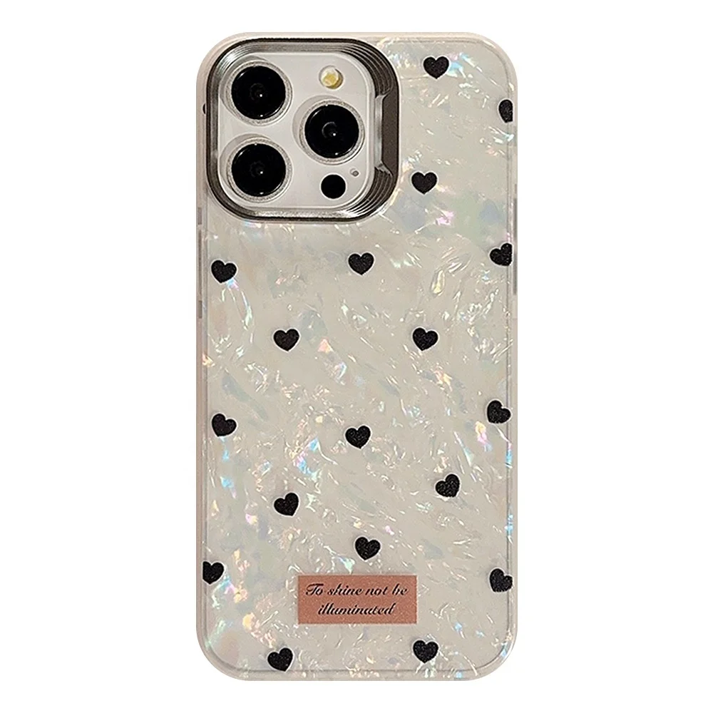 Laudtec Cute Heart Glitter Laser Love Pattern Design for iPhone 16 pro max Hard Shockproof Protective for Girls Women Phone Case