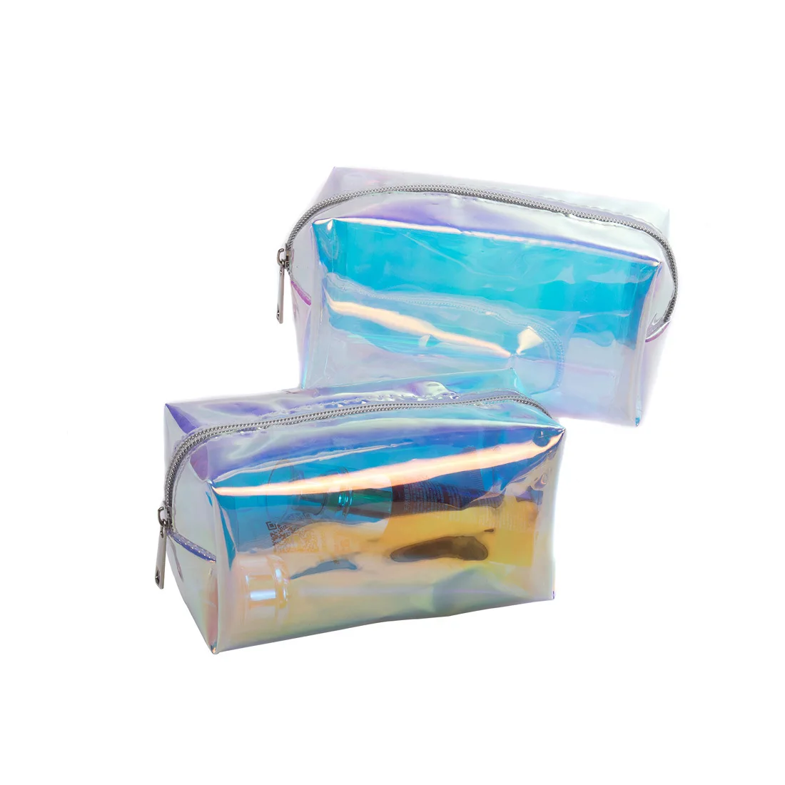 Custom Logo TPU Laser Colorful Travel Cosmetic Makeup Storage Bag With Zipper