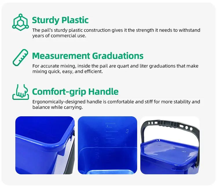 Rectangular Plastic Pail custom water cleaning washing square plastic bucket manufacturer with lids details