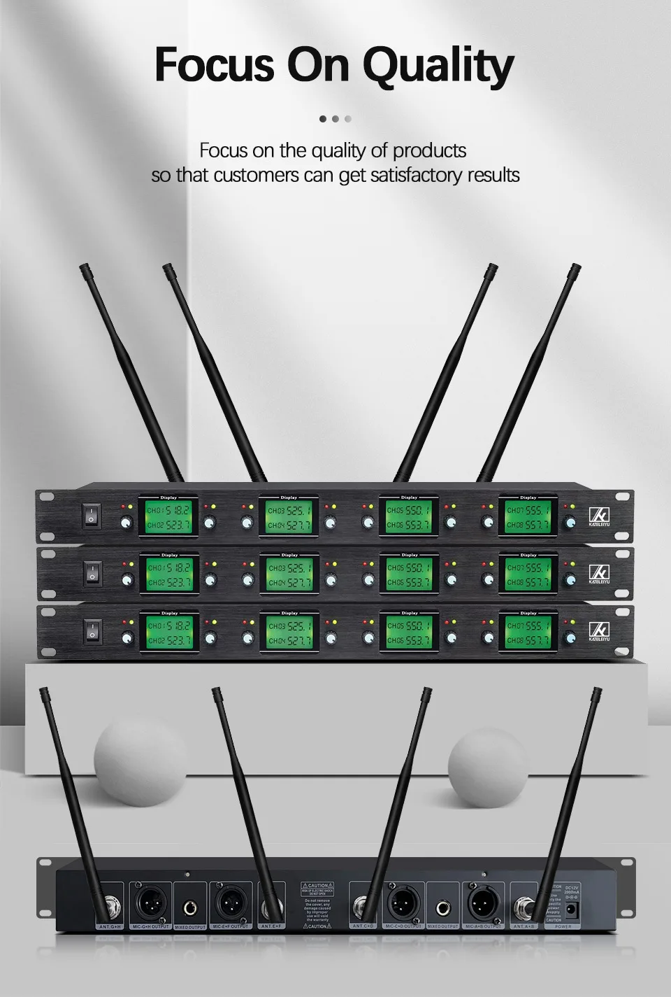 プロフェッショナル8チャンネルUHFワイヤレスマイクシステム