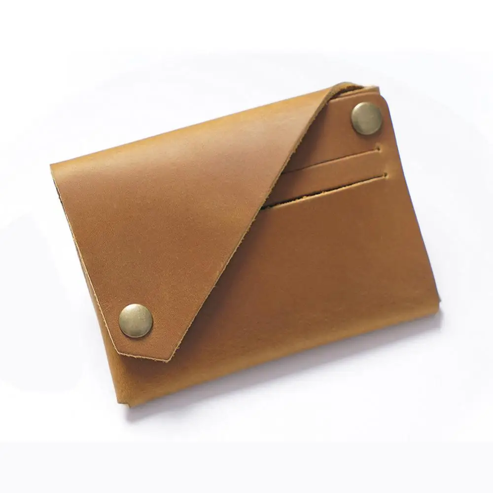 Handmade Cowhide Genuine Leather Card Holder - Vintage Style