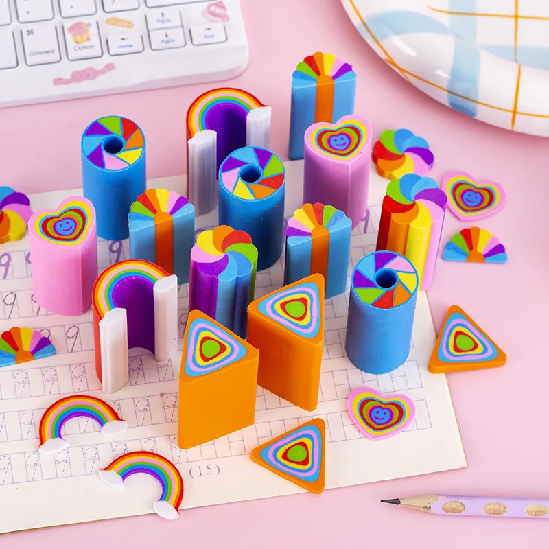 ABELLISTORY] Rainbow Eraser 2B Character School Art Stationery Pencil