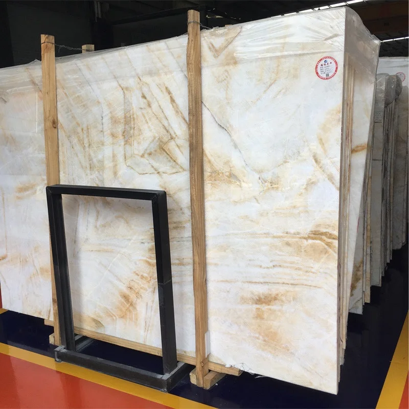 product high quality lemon yellow and white marble slab slabs tiles onyx-5