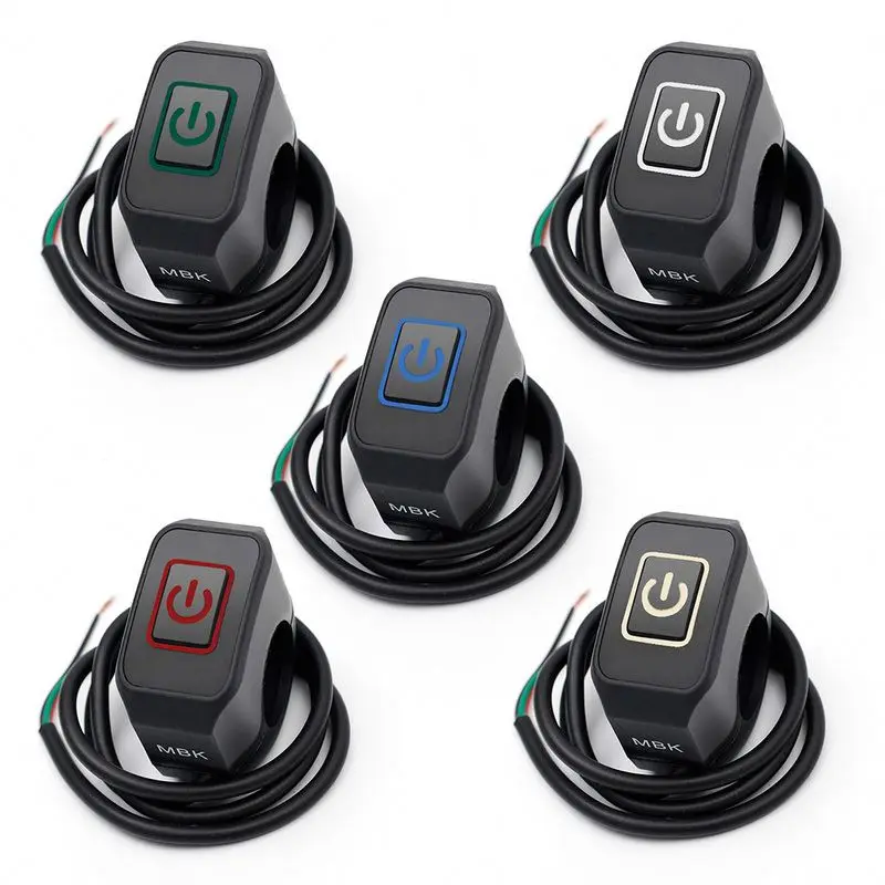 Мотоциклетный переключатель, модифицированный Руль управления фары, красная, синяя, белая, желтая, Зеленая кнопка со светодиодной подсветкой