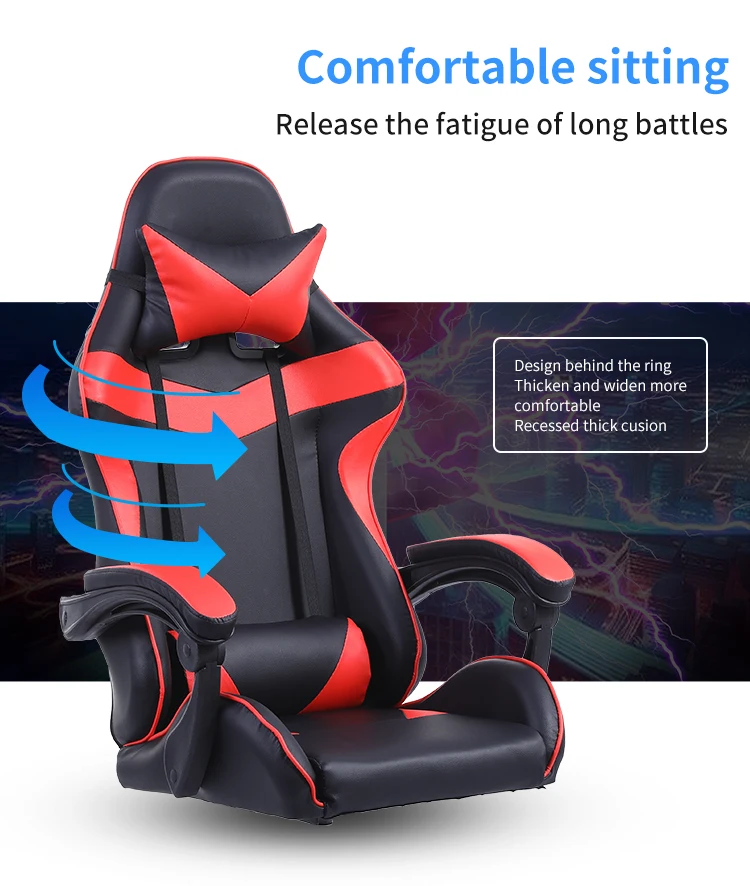Free Sample Pc Office Racing Computer Reclining Silla Gamer Dropshipping Led Gaming Chair With Footrest