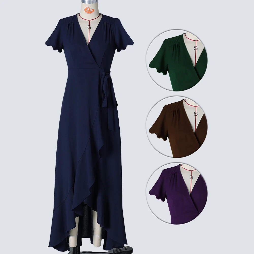 Nmoder Women's Casual Wrap Flared Md Dress Weddng Guest Cocktal Tea