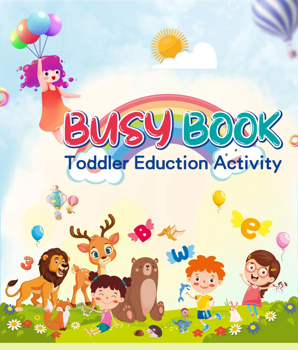 product custom design printing children baby learning busy book preschool learning activities kids toys busy board book for toddler 3 5401-23